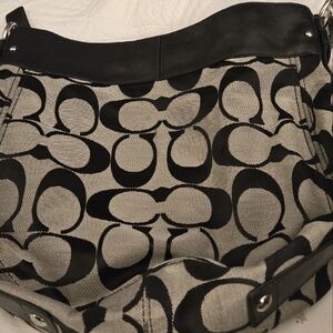 Coach Black and Cream Floral Bag